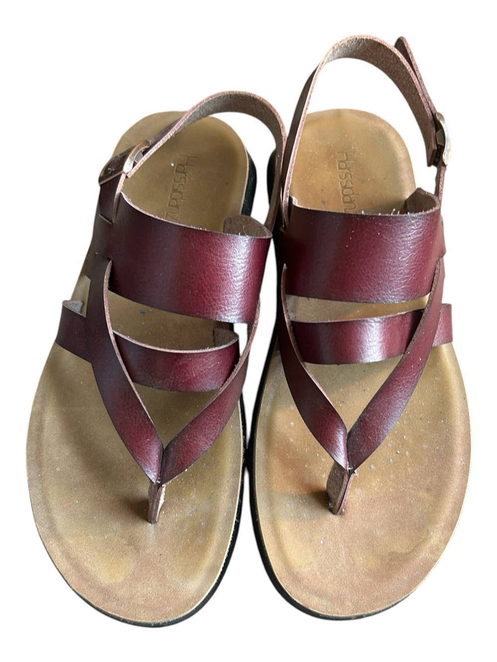 Harssidanza Women's Burgundy Leather Strappy Slingback Sandals Size 40 (US 9)